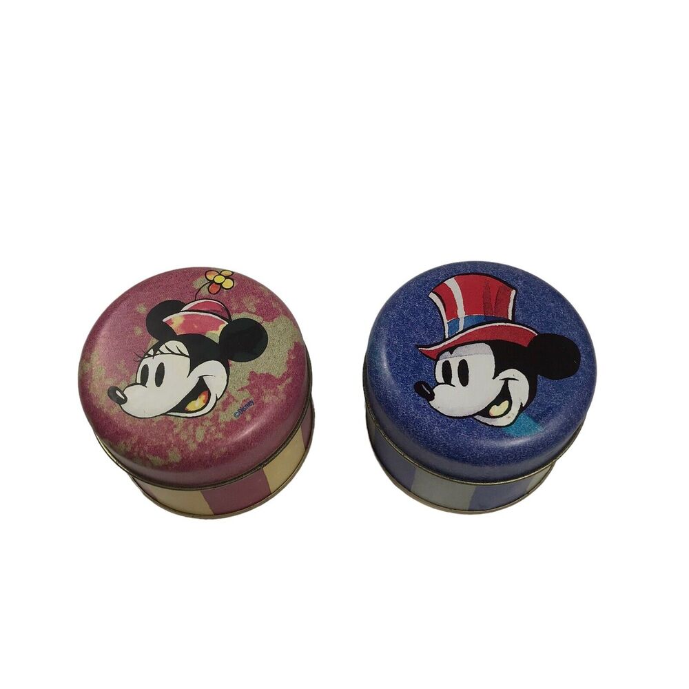 Vintage Disney Minnie And Mickey‎ Mouse Candles in Tins (set of 2)